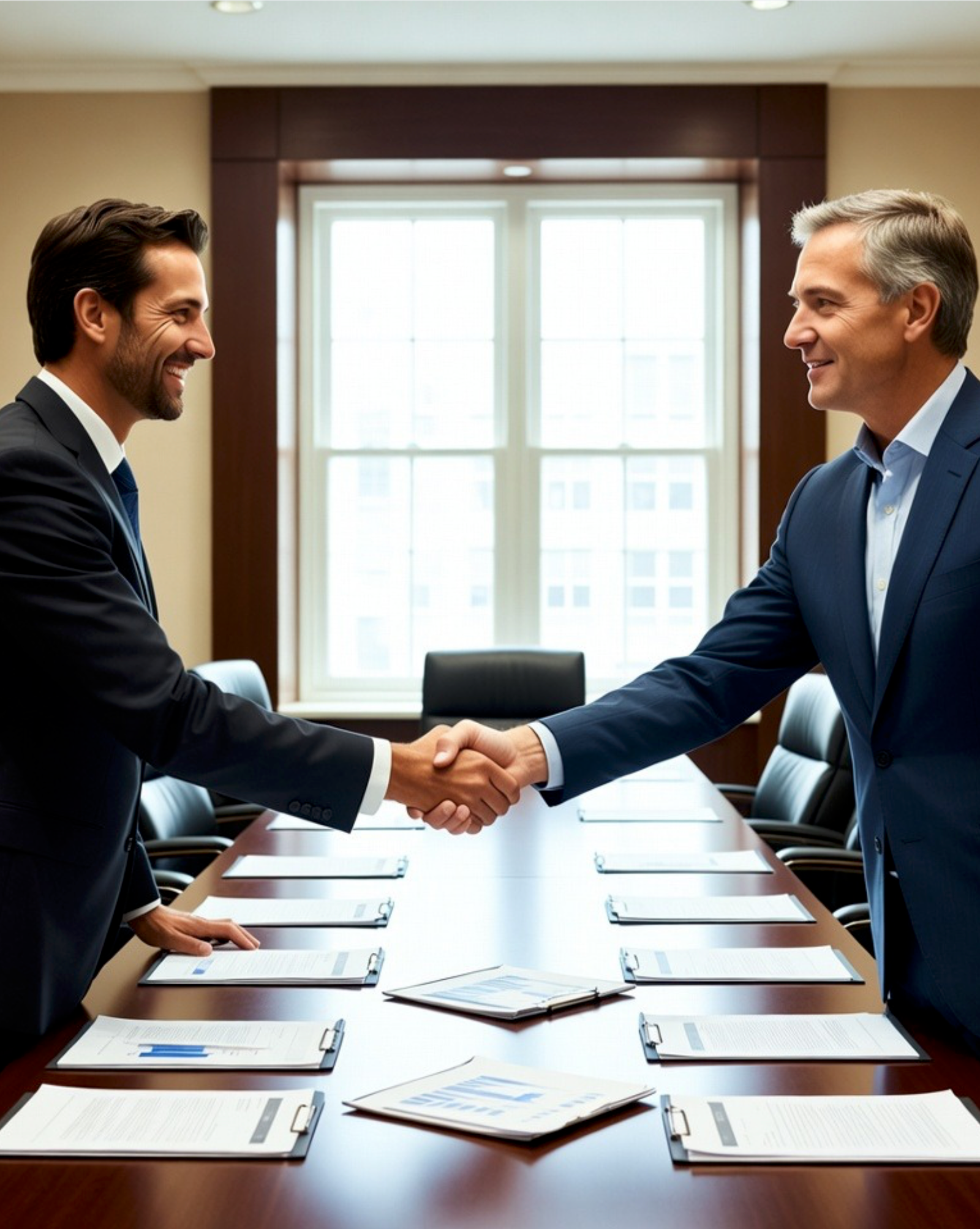 Business Handshake in Boardroom